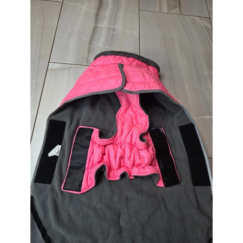 Fragralley Pink Quilted Dog Winter Coat Fleece Lined Reflective Vest XL W1